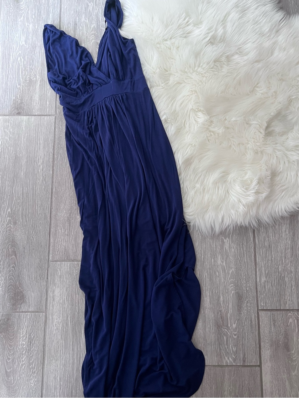 Women's Navy Sleeveless Maxi Dress with V-Neck